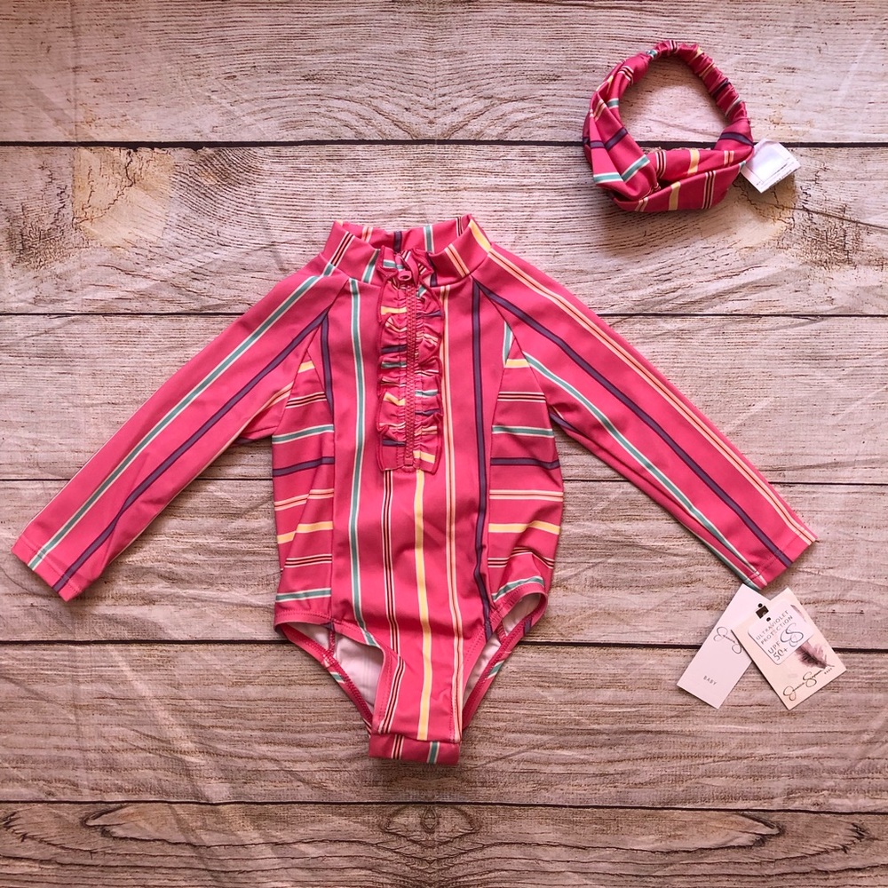 Jessica Simpson Rashguard & Headband Set - NEW